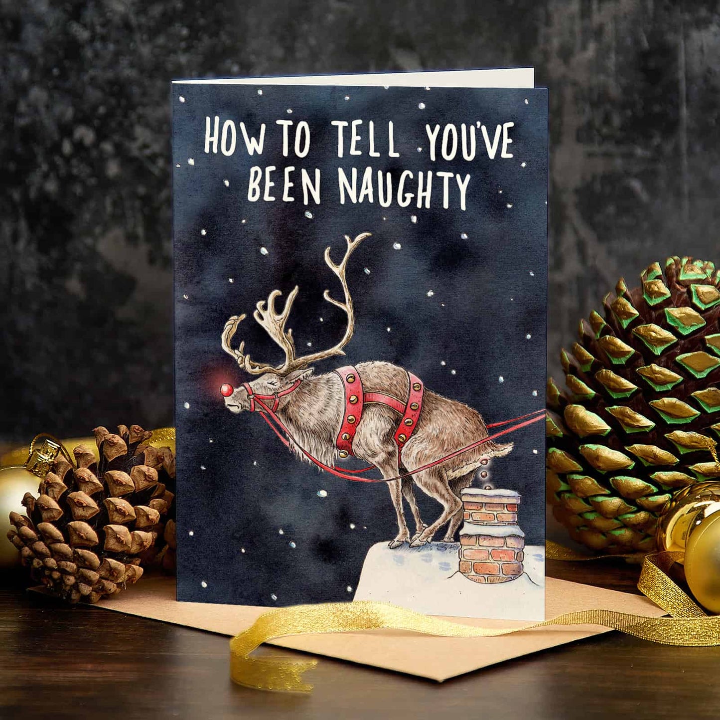 Naughty Reindeer - Christmas Card