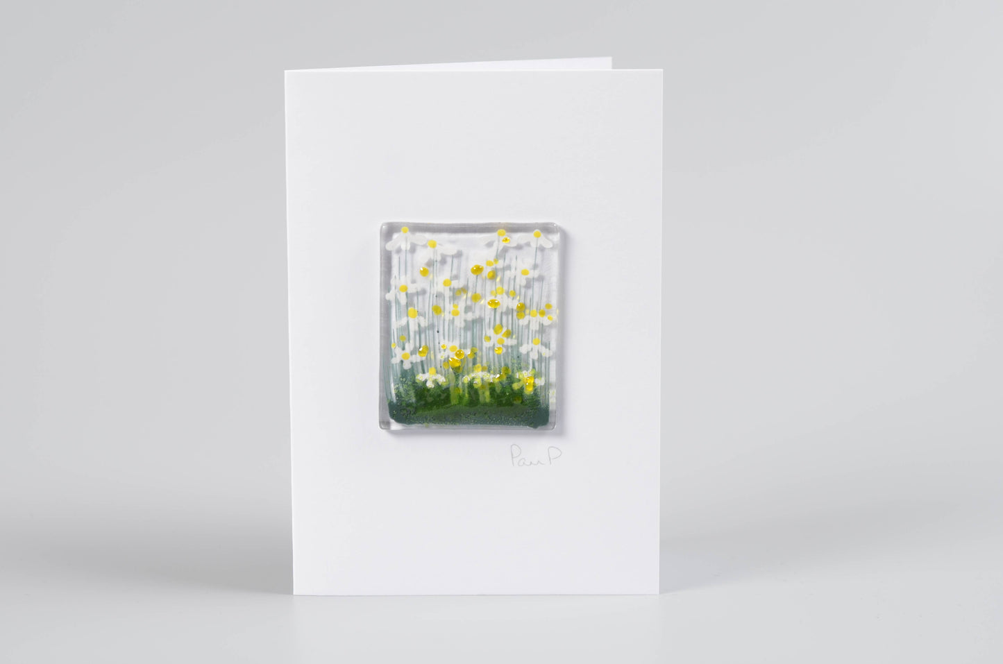 Handmade Fused Glass Greeting Card -  Daisy
