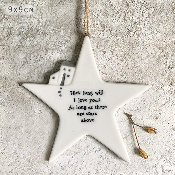 Hanging Porcelain Star- How long will I love You