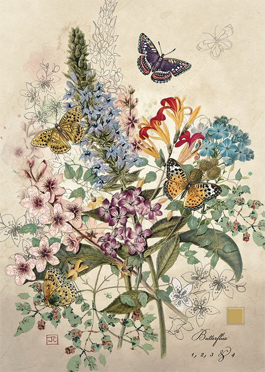 Botanical butterflies - Blank Greetings card
