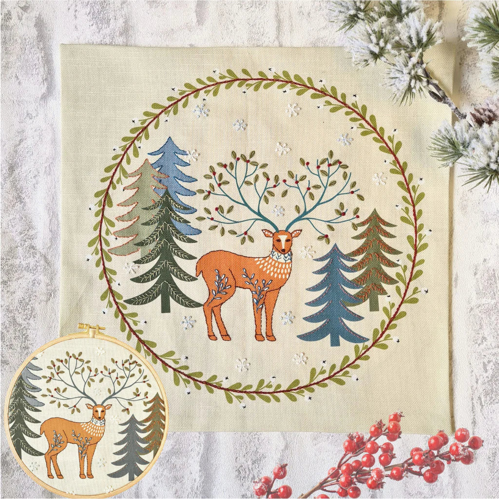 Printed Linen Embroidery Kit - King of the Wood