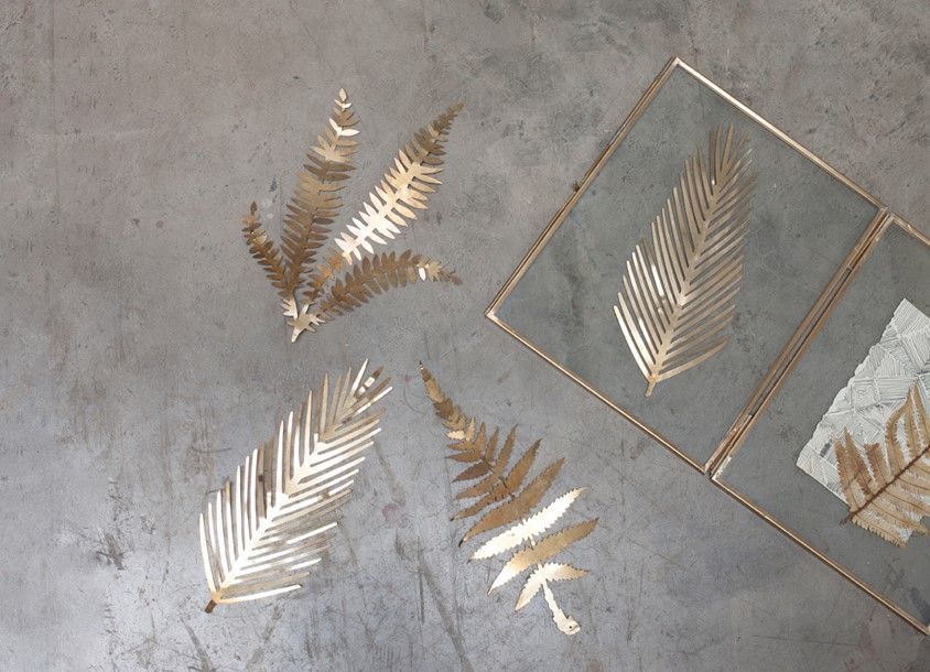 Nkuku Kiko large foliage artwork - Brass