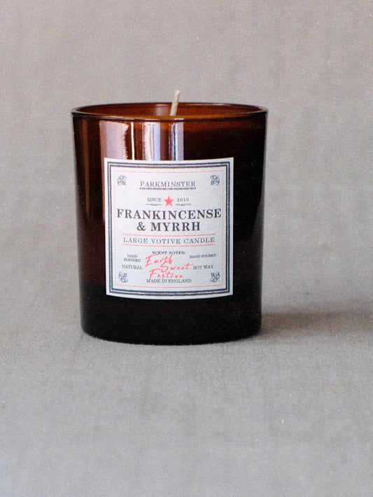 Frankincense and Myrrh - Large Votive Candle - Made in Cornwall
