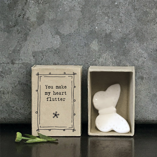 You make my heart flutter - Matchbox Porcelain Butterfly