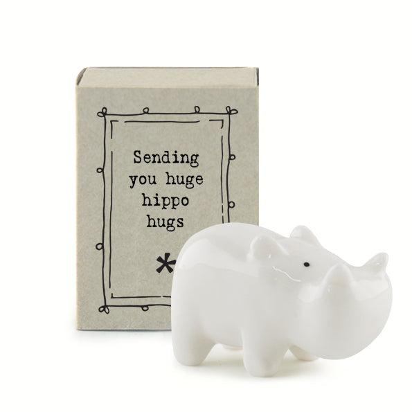 Sending You Huge Hippo Hugs - Matchbox Porcelain Hippopotamus