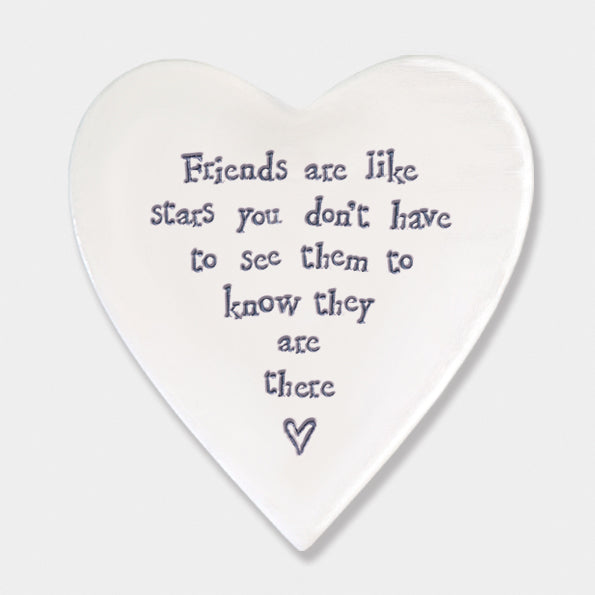 Porcelain Heart Coaster - Friends are like stars
