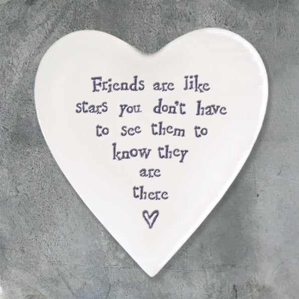 Porcelain Heart Coaster - Friends are like stars