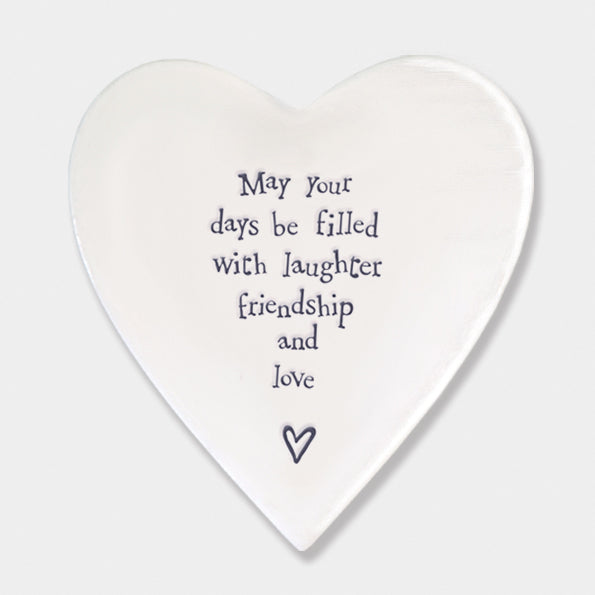 Porcelain Heart Coaster - Laughter, Friendship & Love