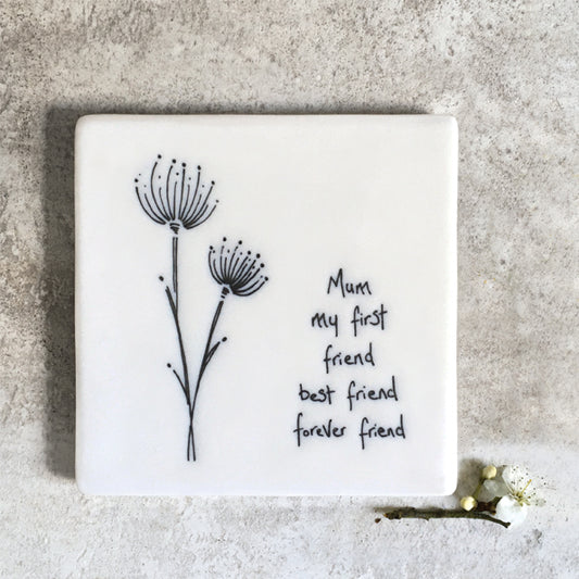 Porcelain Square Coaster - Mum