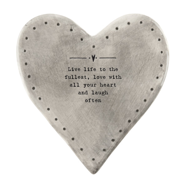 Porcelain Rustic Heart Coaster - Live Life....