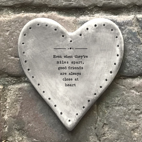Porcelain Rustic Heart Coaster - Best Friends
