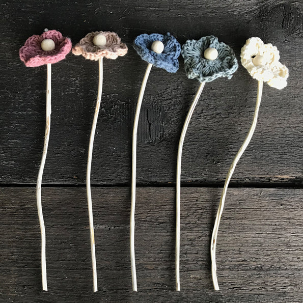 Crochet flower - mid blue petals