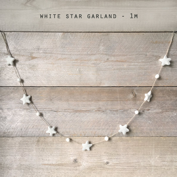 Felt Garland - White Stars