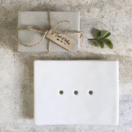 Porcelain soap dish / stand with Boxed Olive Oil Soap - White