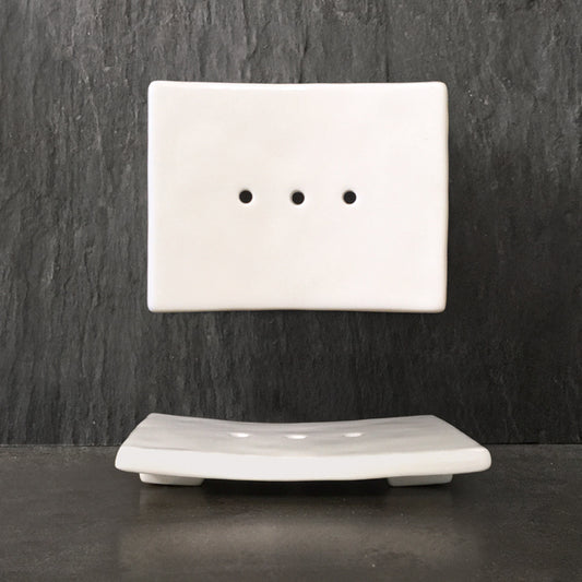 Porcelain soap dish / stand - White