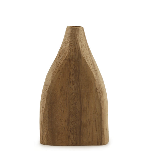 Handcarved Wooden Vase - Dark Wood