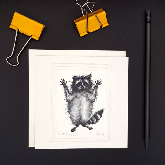 'Put 'em Up! - Racoon Greetings Card