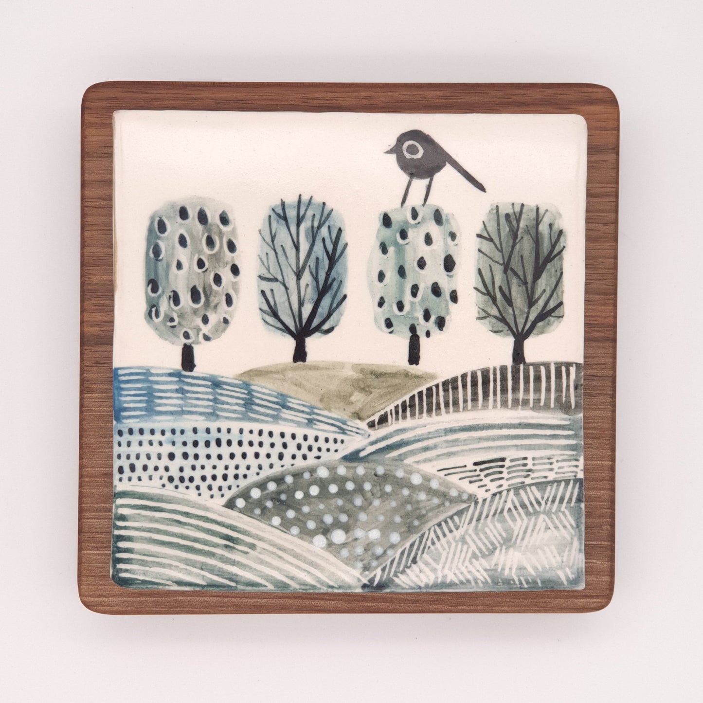 Ceramic Tile - Hilltop Trees and Bird