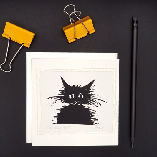 Sozzled Cat-  Greetings Card
