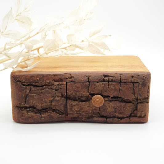 Natural edge wooden box with secret- Oak
