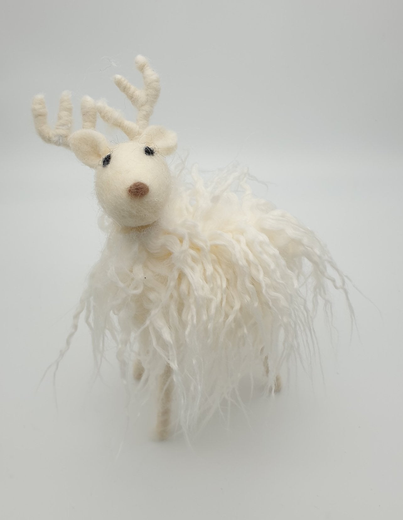 Felt Reindeer with Wooly Coat - small