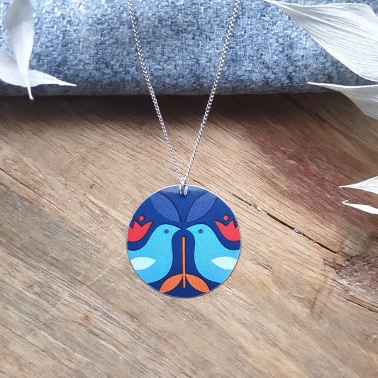 Ava Folk Print Disc Necklace