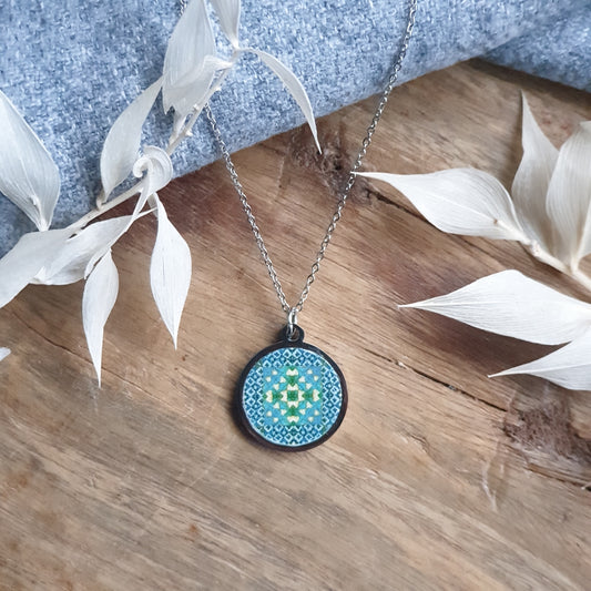 Walnut Inlay Circle Necklace