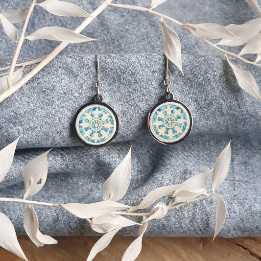 Walnut Inlay Circle earrings