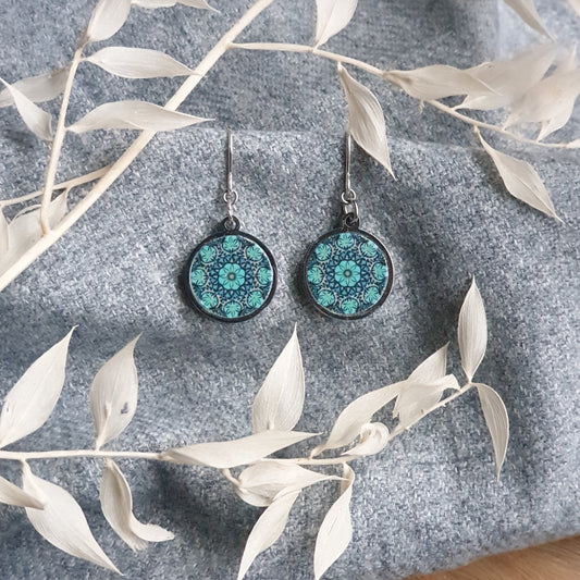 Walnut Inlay Circle earrings