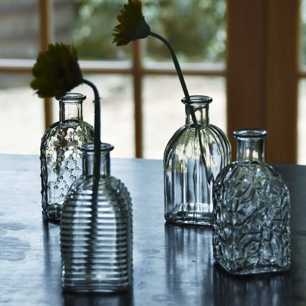 Boho - Square Glass Bottle Vase/ Candle Holder