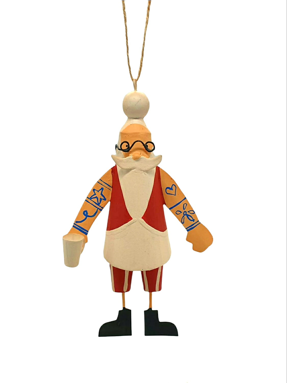 Hipster Santa with Tattoos Christmas Decoration