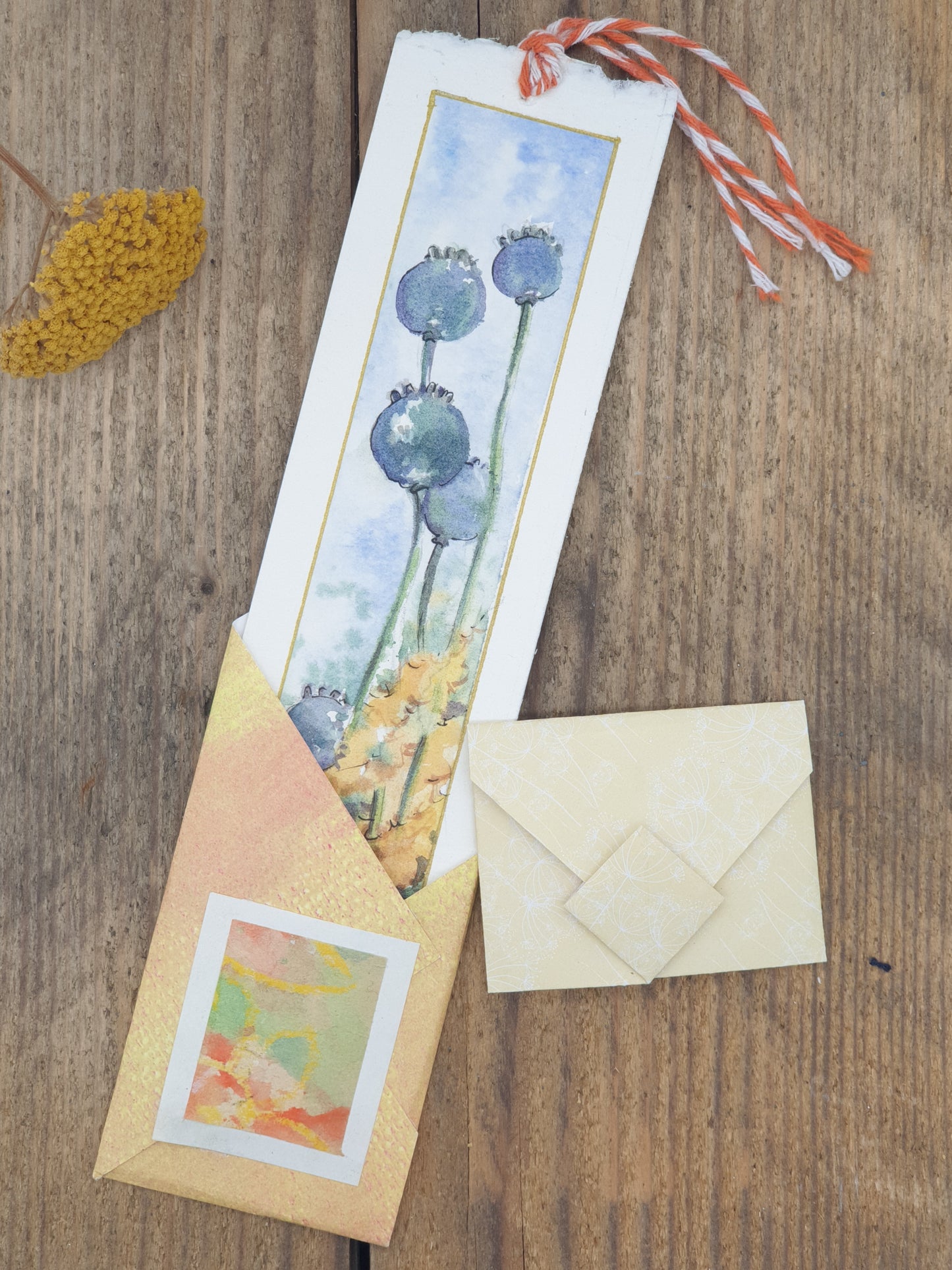 Original Watercolour Bookmark - Poppy Seadheads