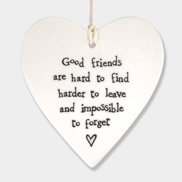 Hanging Porcelain Heart - Good Friends
