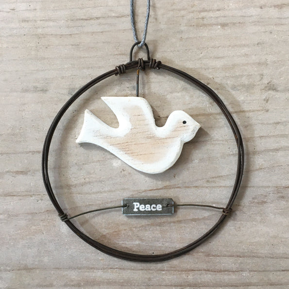 Rusty Wire Wreath - Peace Dove