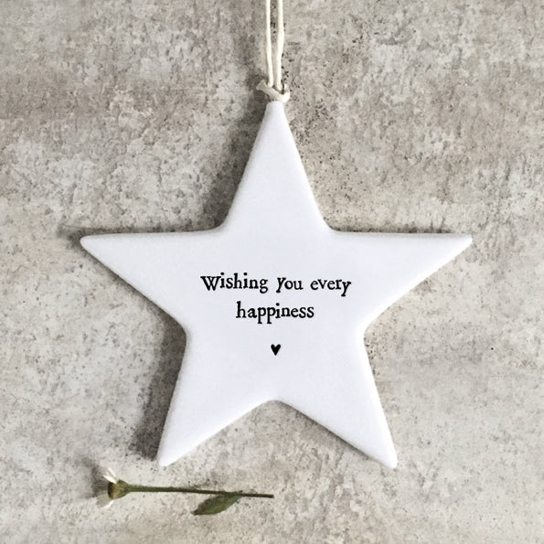 Porcelain Hanging Star - Wishing you every happiness