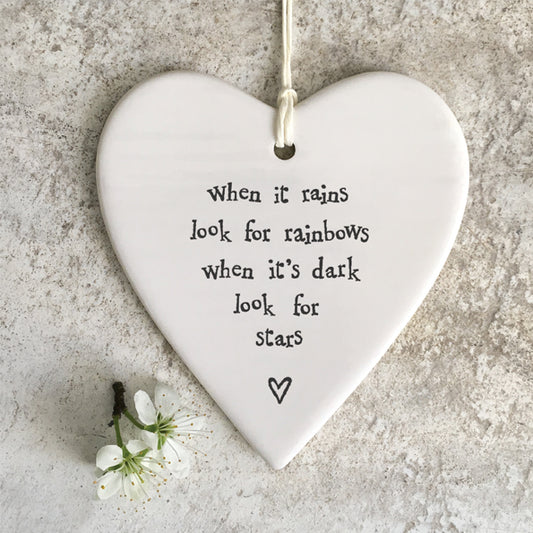 Porcelain Hanging Heart - Look for Rainbows