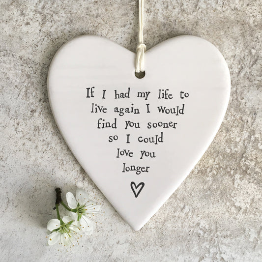 Porcelain Hanging Heart- Rainbow - Love You Longer