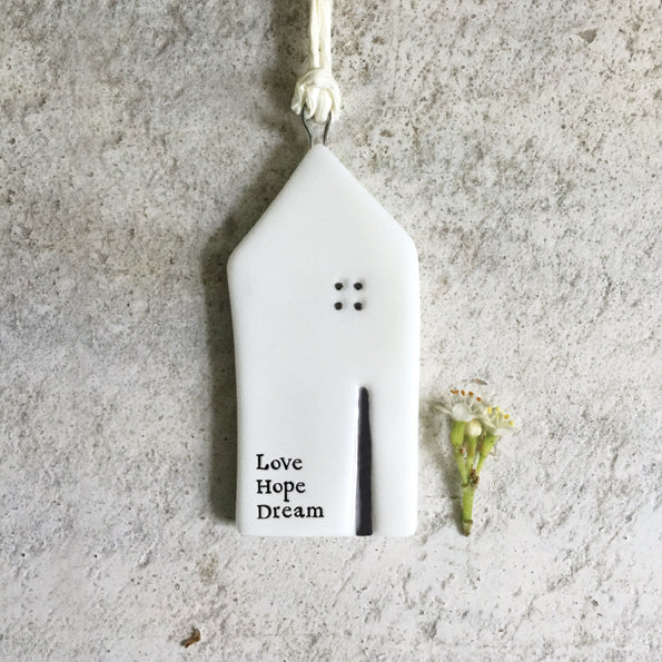 Porcelain Hanging House - Love, Hope, Dream