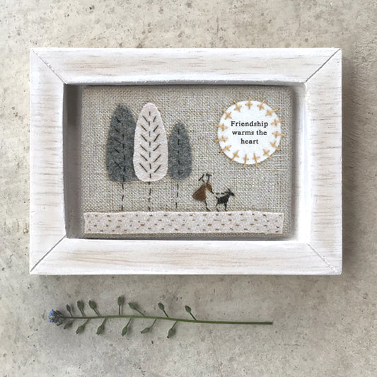 Embroidered picture- friendship warms the heart