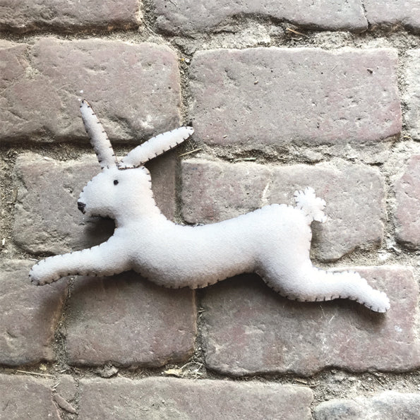 White leaping rabbit- Annie