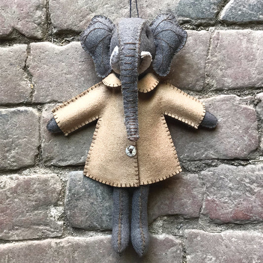 Felt Elephant in jacket - Ellie
