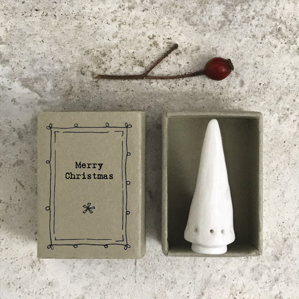 Merry Christmas Porcelain Matchbox Tree