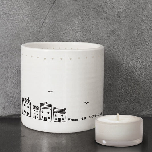 Porcelain Tea light holder- Home is where the heart is