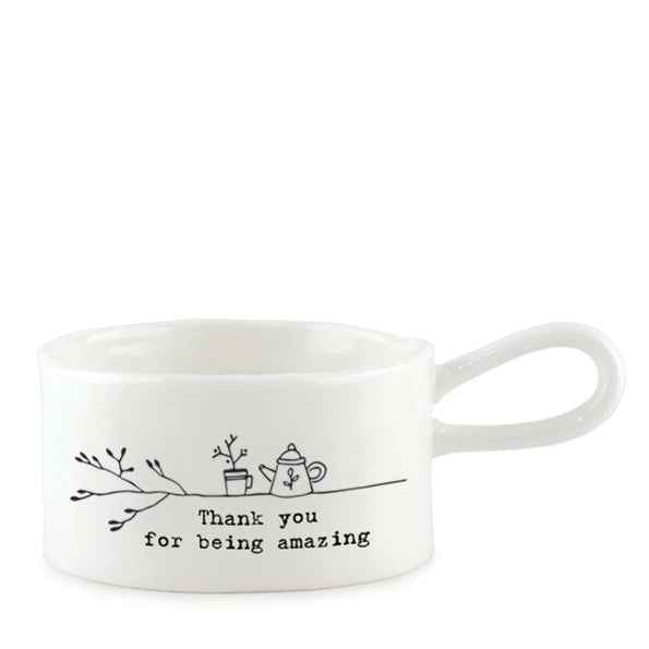 Porcelain Handled Tea Light Holder - Thank You