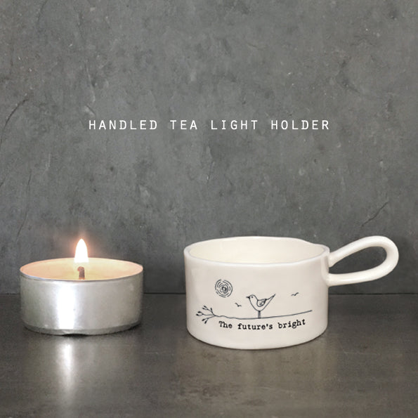 Porcelain Handled Tea Light Holder - The Future's Bright