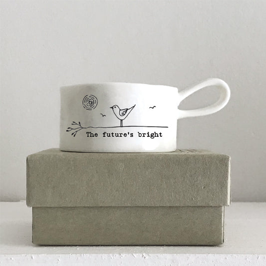 Porcelain Handled Tea Light Holder - The Future's Bright