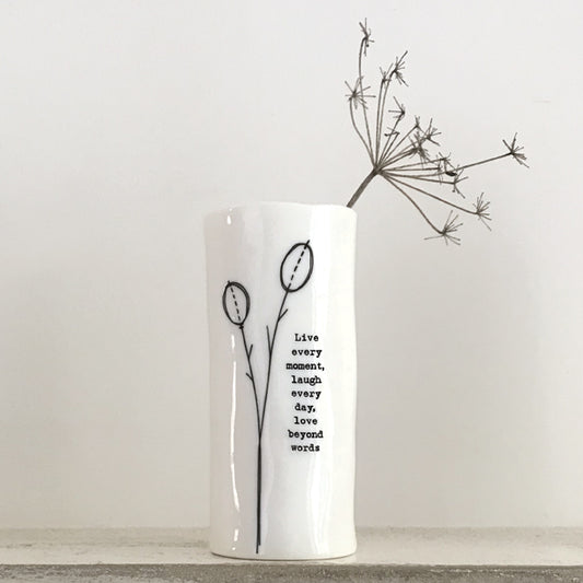 Medium Porcelain Vase - Live every moment