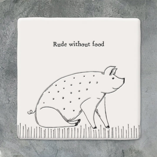 Porcelain Coaster Pig- Rude without Food