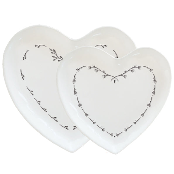 Set of 2 Porcelain Heart Plates