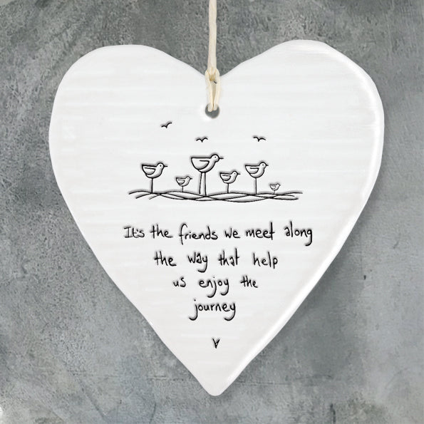 Hanging Porcelain Heart - The friends we meet along the way
